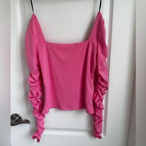 H&M Vibrant Pink Ruffle Sleeve Blouse